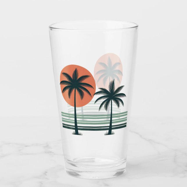 Verre Palmier tropical rétro/vintage (Devant)