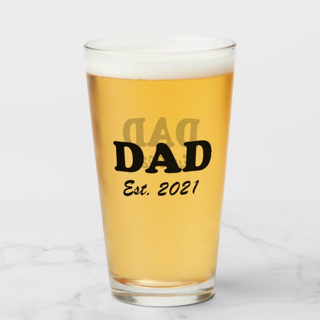 Verre Papa date établie personnalisée moderne personnali (Devant (rempli))