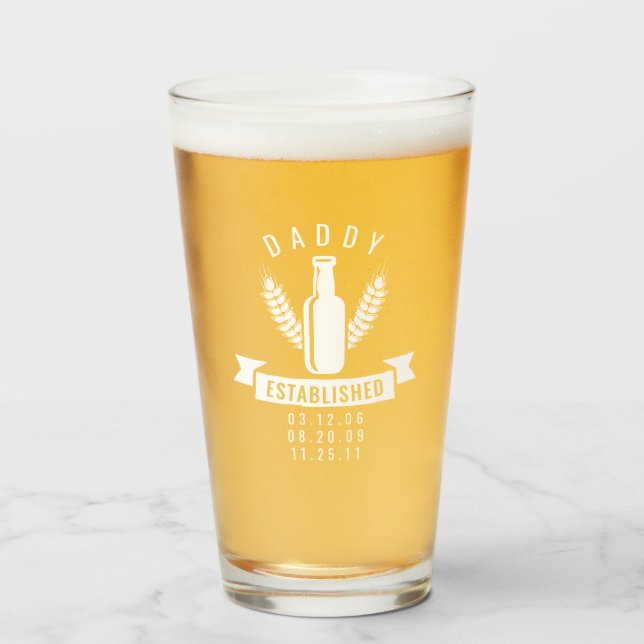 Verre Papa Etabli Enfants Personnalisés Birthdates (Devant (rempli))