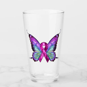 Verre Papillon coloré de sensibilisation au cancer du se