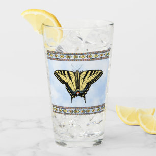 Verre Papillon géométrique swallowtail jaune du sud-oues