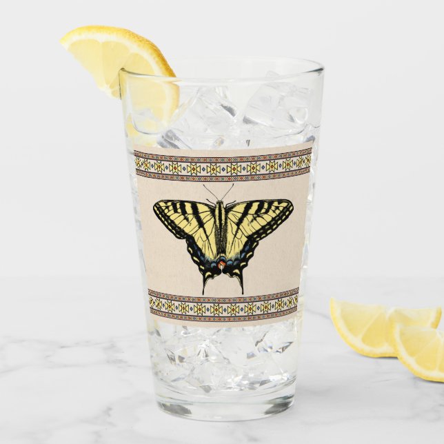 Verre Papillon Southwestern jaune Swallowtail (Devant glace)