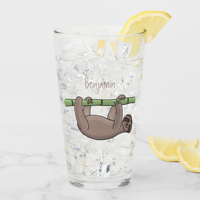 Verre Paresse souriante mignon sur dessin animé en bambo (Dos glace)