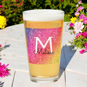 Verre Parties scintillant en or rose jaune Nom de la cou