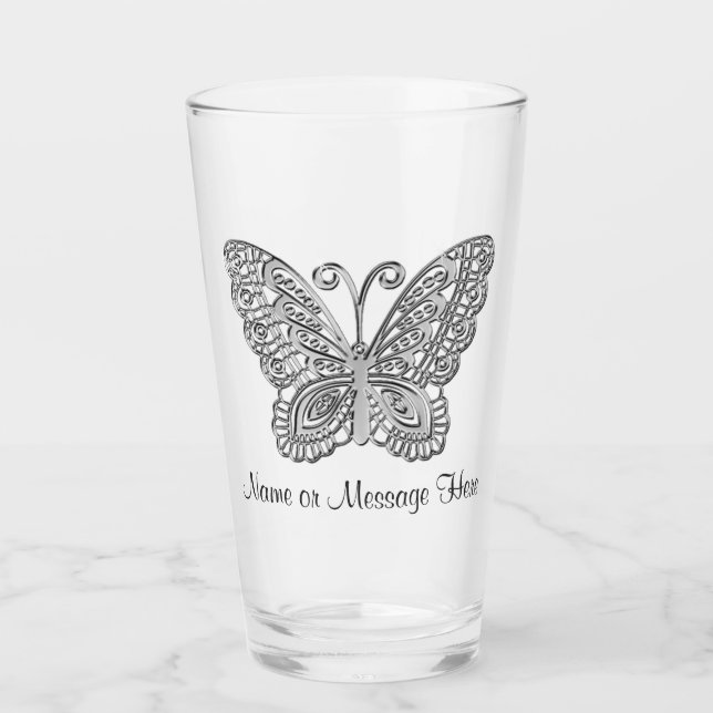 Verre Paruline à papillon personnalisé à l'aspect dentel (Devant)
