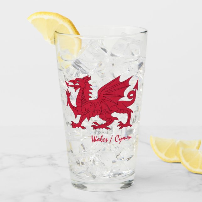 Verre Pays de Galles & Dragon gallois, Drapeau, Cymru pa (Devant glace)