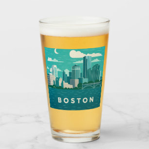 Verre Paysage urbain nocturne du Massachusetts   Ville d