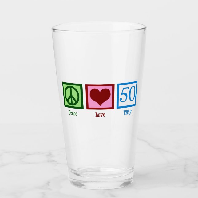 Verre Peace Love 50th Birthday Cute Party (Devant)