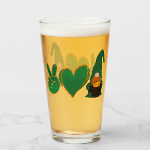 Verre Peace Love Gnome   Sublimation de la Saint Patrick