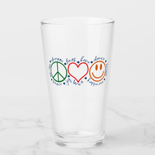 Verre Peace Love Smile (Devant)