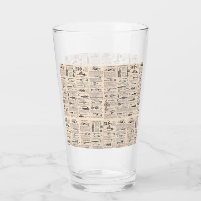 Verre Pêche vintage leures : pêcheur d'antiquité des ann (Devant)