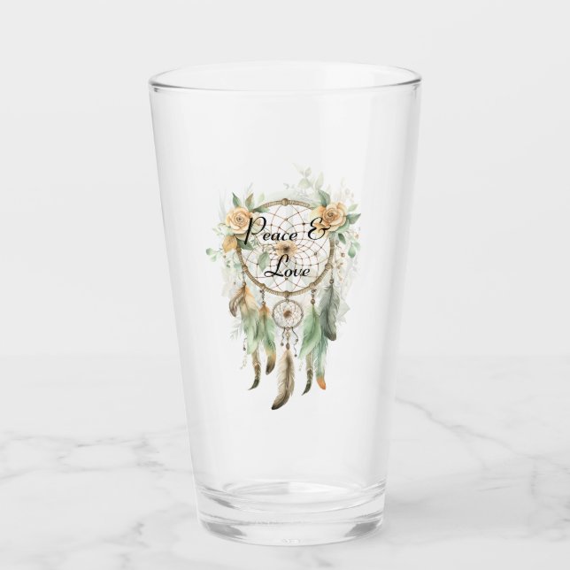 Verre Pêcher Floral Green Dream Catcher Paix (Devant)