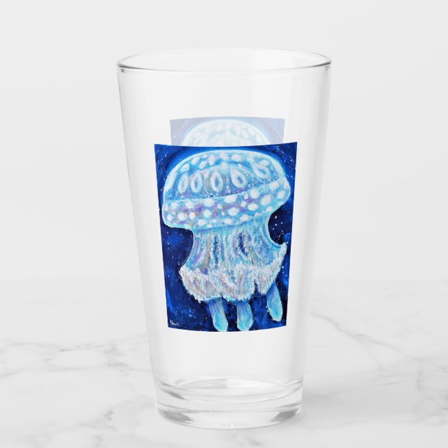 Verre Peinture de méduse bleue (Devant)