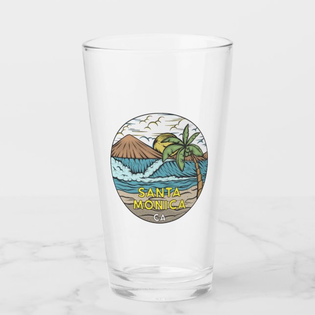 Verre Père Noël Monica Californie Vintage (Devant)