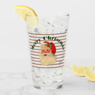 Verre Père Noël vintage Avec Bandes Sucres de canne