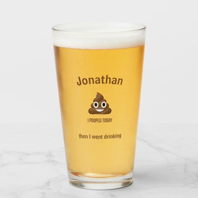 Verre PersonaIizé J'Ai Poopé Aujourd'Hui Poo Emoji Boire (Devant (rempli))