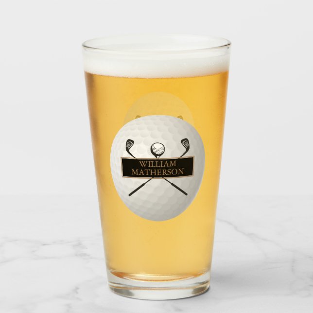 Verre Personalized Gold and Black Golf Ball Classic (Devant (rempli))