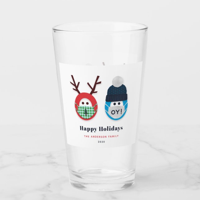 Verre Personnalisation humoristique du masque de Noël et (Devant)