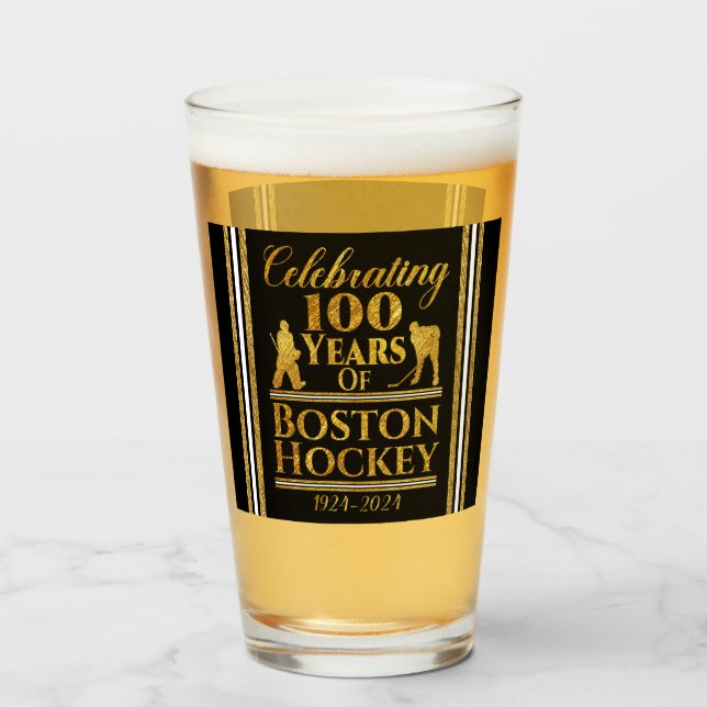 Verre Personnalisé 100 Ans De Hockey À Boston (Devant (rempli))