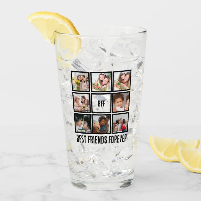 Verre Personnalisé BFF Meilleurs amis Forever 8 Collage  (Devant glace)
