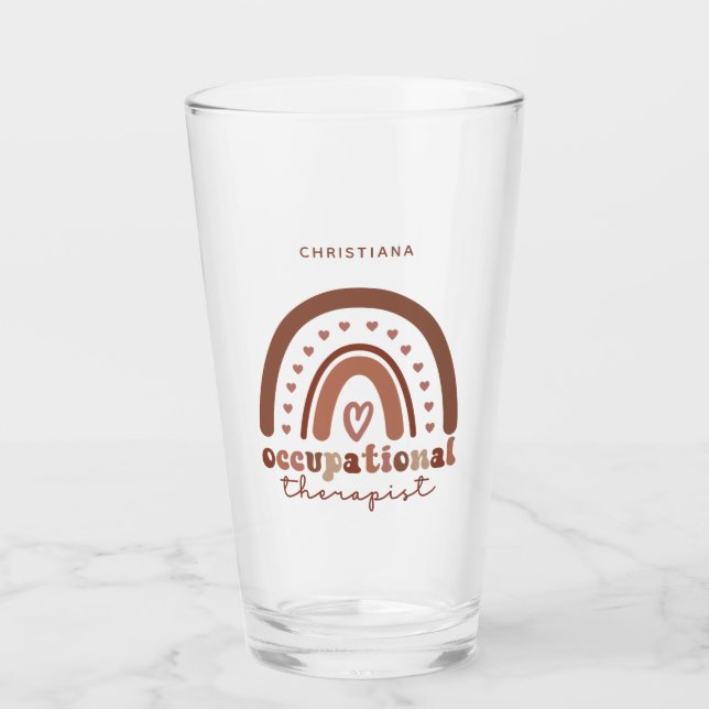 Verre Personnalisé Boho Arc-en-ciel OT ergothérapie (Devant)