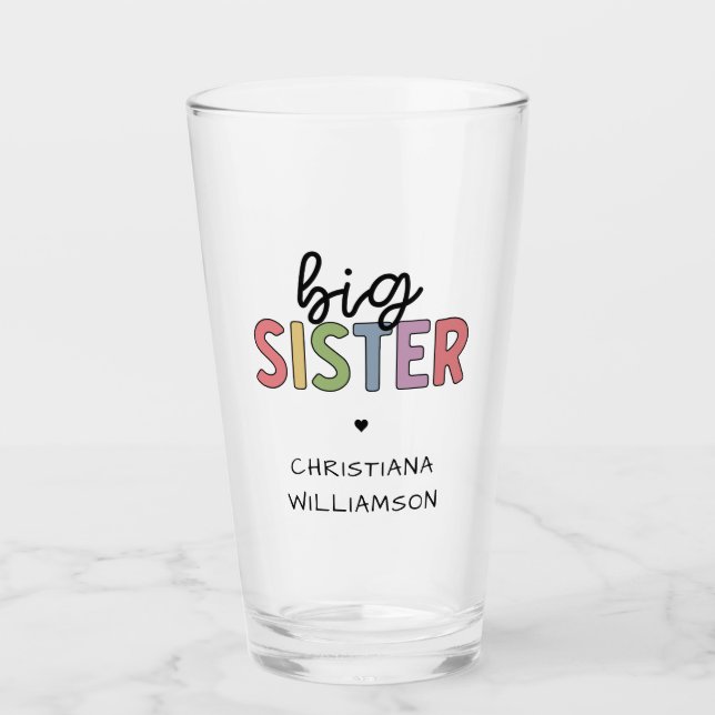 Verre Personnalisé Nom Big Sister Cute Personnalisé  (Devant)