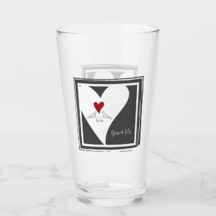 Verre Personnalisé Simple moderne Inséparables Red Heart