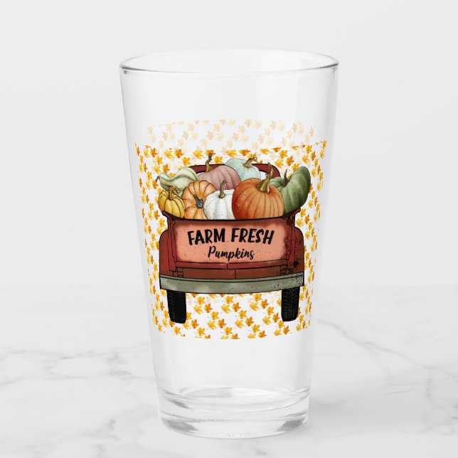 Verre Personnaliser d'automne Citrouille Feuilles d'or (Devant)