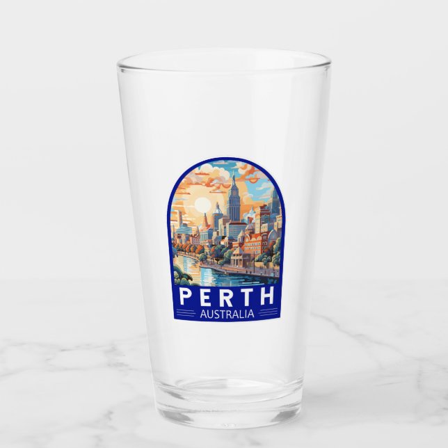 Verre Perth Australia Travel Art Vintage (Devant)