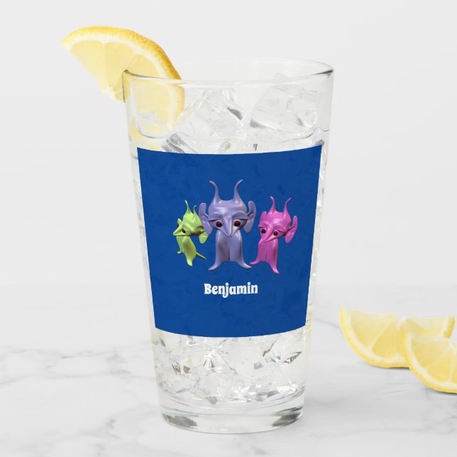 Verre Petits Martiens, personnalisés pour les enfants. (Devant glace)