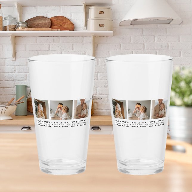 Verre Photo Collage moderne & Gris Meilleur Papa Jamais  (Créateur téléchargé)