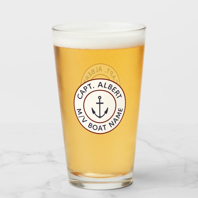 Verre Photo de l'Ancre personnalisée en bleu blanc du ca (Devant (rempli))