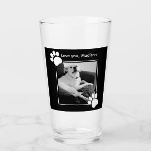 Verre Photo des pattes de chien mignonnes et du message 