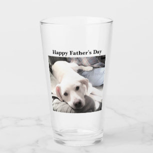 Verre Photo du chien blanc mignon accroché avec papa