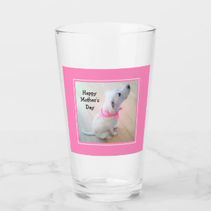 Verre Photo d'un chien blanc mignon portant une écharpe