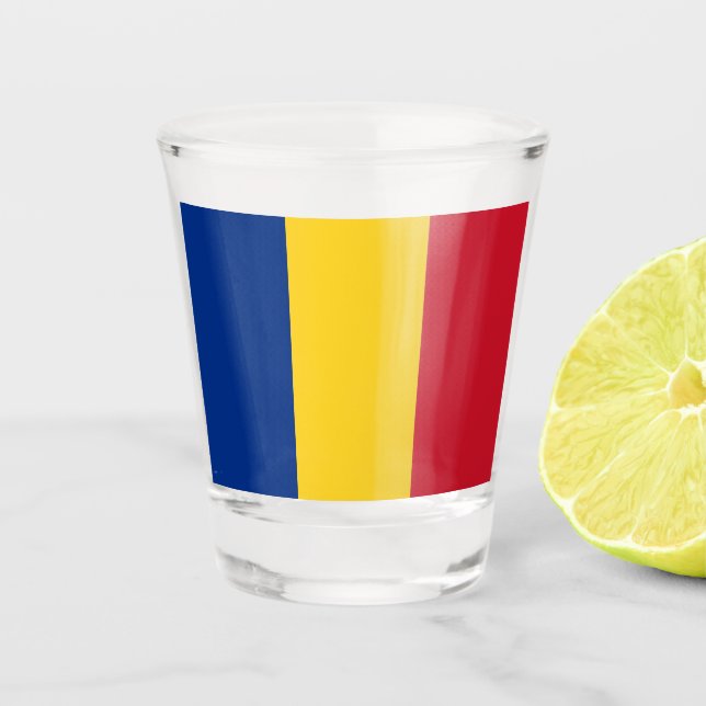 Verre photographié patriotique avec drapeau de Rou (Devant)