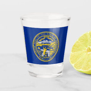 Verre photographié patriotique avec drapeau du Neb