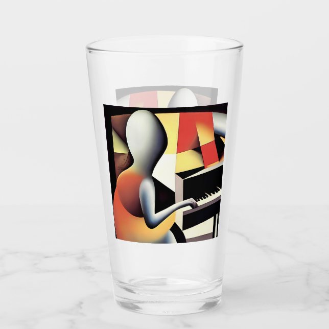 Verre Piano Player - Art aérographe (Devant)