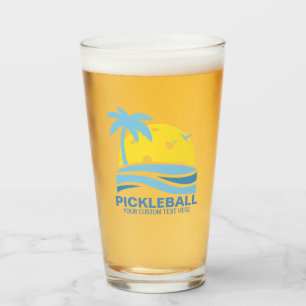 Verre Pickleball Tropical Palm Tree Sun Votre texte pers