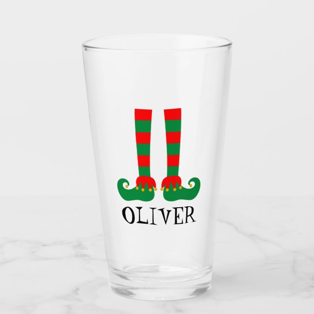 Verre Pieds-elfes de Noël personnalisés (Devant)