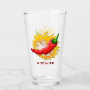 Verre Piments de chili avec flamme