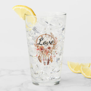 Verre Pink Love Boho Floral Feathers Dream Catcher