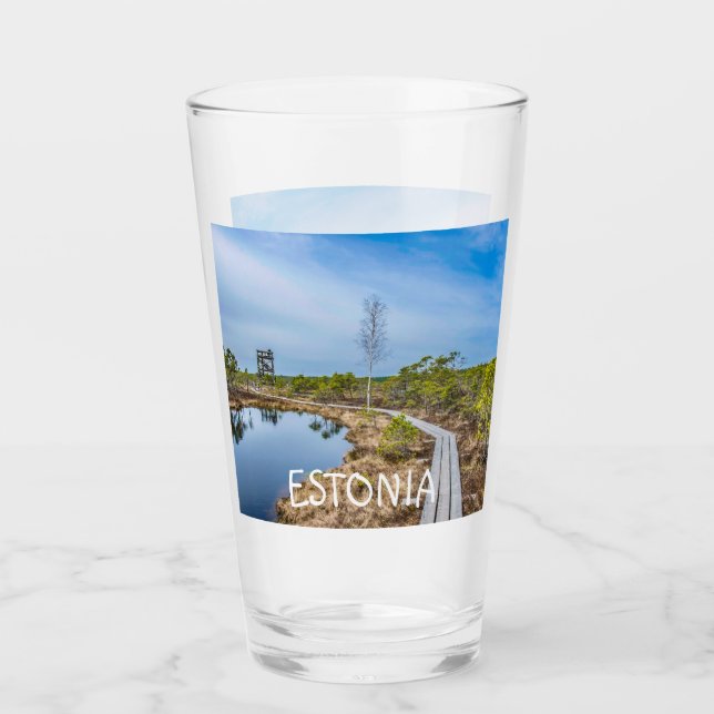 Verre Piste en bois au-dessus du marais en Estonie (Devant)