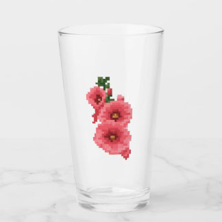Verre Pixelated Pink Hollyhock Flower