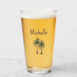 Verre Plage tropicale Palmiers Typographie simple