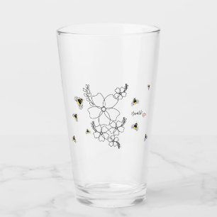 Verre Plantes colorés et aquarelle de bourdon
