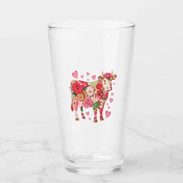 Verre Png Vache Florale, Png Design Vache Cute (Devant)