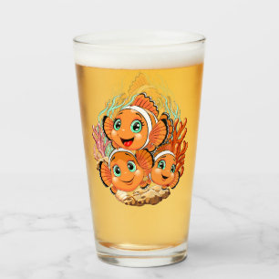 Verre Poisson clown Dessin animé mignon Famille Sous l'e