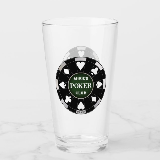 Verre Poker Club Black Poker Chip w Costumes de jeu (Devant)