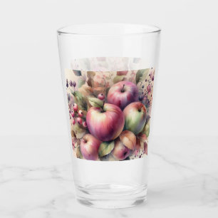 Verre Pommes automnales en couleurs pastel aquarelle
